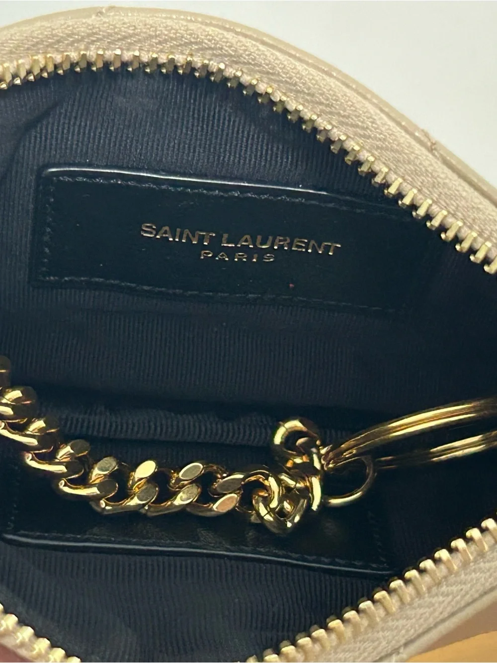 Saint Laurent Beige Leather Key Pouch